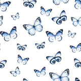 Fototapeta Motyle - Watercolor butterfly seamless pattern. Ornament theme for your design