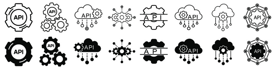 Wall Mural - API vector icon. software integration illustration sign. application symbol. Cloud logo. development sign or logo.
