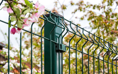 Wall Mural - Steel grating fence made with wire 