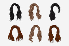 Set Of Variety Women Hairstyles
