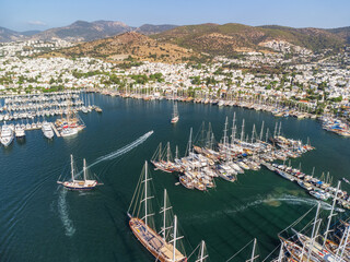 Canvas Print - Awesome aerial view of Bodrum Marina in Turkey