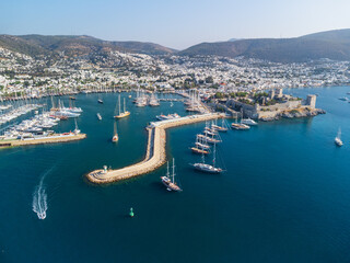 Canvas Print - Awesome aerial view of Bodrum Marina and Bodrum Castle, Turkey