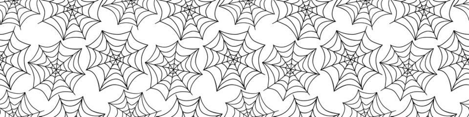 Spider web seamless pattern. Vector illustration isolated on white background. Halloween texture