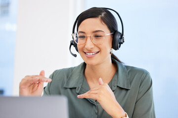 Aufkleber - Yes this is how our process works. Shot of a businesswoman working in a call center.