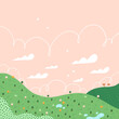 Green hills landscape, vector illustration