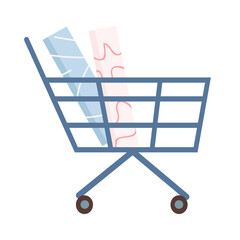Fototapete - Choosing new wallpapers for interior semi flat color vector object. Shopping cart with purchase. Full sized item on white. Simple cartoon style illustration for web graphic design and animation