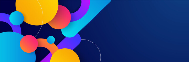 Poster - Abstract circle colorful banner background. Color gradient abstract background with dynamic wave line effect. Vector abstract graphic design banner pattern background web template.