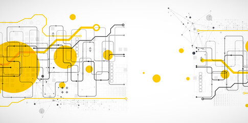 Abstract technology concept. Circuit board, high computer background. Vector illustration with space for content, web - template, business tech presentation.