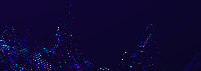 Poster - Technology background with glowing defocused particles. Big data. Digital background. 3D