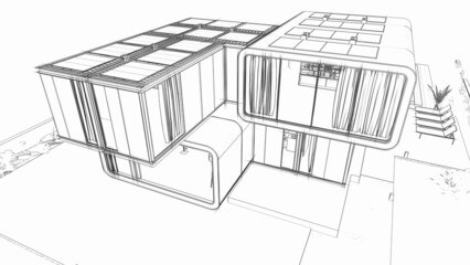 Aufkleber - Architect draft, modern house