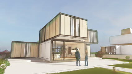 Aufkleber - Modern architecture home design