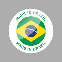 Made In Brazil Colorful Vector Badge. Label Sticker Origin With Brazilian Flag.