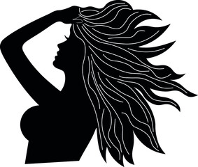 Woman silhouette, girl profile, female profile silhouette, girl head profile