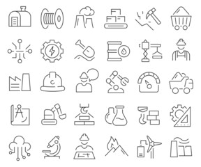 Poster - Industrial and engineering line icons collection. Thin outline icons pack. Vector illustration eps10