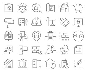 Poster - Construction and building line icons collection. Thin outline icons pack. Vector illustration eps10