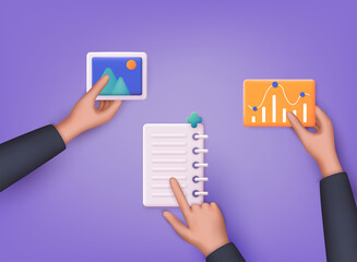 Poster - people sharing documents and files. digital file organization service or app with data transfering. 