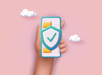 Poster - secure confidential files folder with paper documents access and private lock on phone. 3d vector il