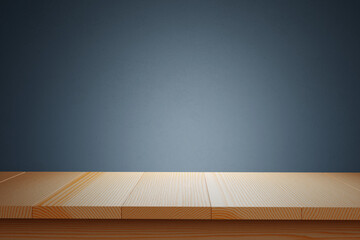Poster - Wooden table against dark background. Place for product display. 3D render. 3D illustration.