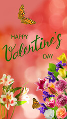 Wall Mural - Valentine's Day. Romantic banner. Decoration of beautiful flowers