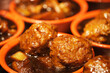 extreme close up braised lion's head (Large meatball) in plate. Macro of traditional Chinese cuisine