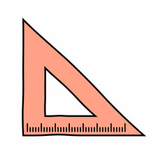 Sticker - hand drawn of triangular ruler vector icon isolated on white background