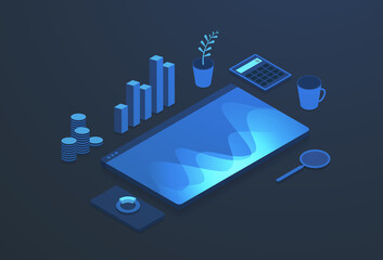 Poster - Ecommerce metrics analytics and tracking. Financial Statistics Reports concept. Business dashboard with data analytics, data charts and graphs. KPI in digital marketing. Statistical significance 