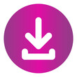 Round download icon, vector button for websites and internet applications	