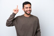 © luismolinero - Young Brazilian man isolated on white background intending to realizes the solution while lifting a finger up