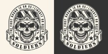 Soldier Skull Monochrome Vintage Logotype