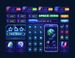 © Serhii - Set of icons and buttons for 2d space game. Big set buttons for games and app. Metal game UI kit. Space game icon.