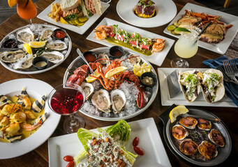 Assorted Dinners on Wooden Table