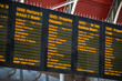 Departure boards, train timetable at London Paddington station