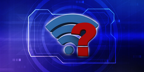 Poster - 3d illustration WiFi symbol sign with question mark 