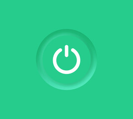 Poster - 3d power icon button with green neumorphism buttons design. switch turn on off icons buttons. green neumorphic button - ui buttons interface	
