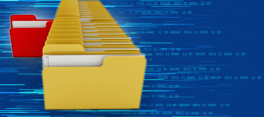 Poster - 3d rendering folder with documents
