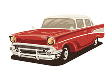 Illustration Of A Retro Car In The Style Of The Late 50s