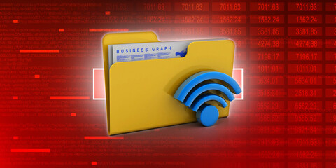 Poster - 3d illustration WiFi symbol with cloud folder
