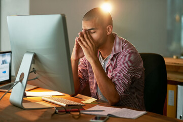 Aufkleber - This is getting too complicated for me.... Cropped shot of a young designer looking stressed out while working late in an office.
