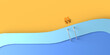 Summer concept with swimming pool with ladders and flip flops. Copy space. 3D illustration.