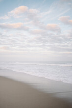 Portrait Of Blue And Pink Beach Scene In North Carolina