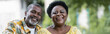 © LIGHTFIELD STUDIOS - smiling and senior african american couple looking at camera, banner.