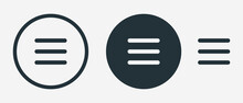 Website Navigation Hamburger Menu Icons Set. Flat Website Menu Icons With Rounded And Sharp Edges. Mobile App Menu Icons Vector Set Of UI UX Design Elements. App Burger Icons. Stock Vector EPS10.