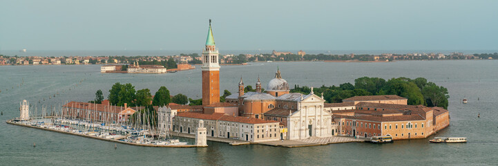 Wall Mural - San Giorgio Maggiore island in Venice in high-angle panorama from St Mark's Campanile
