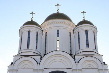 The church is made of white stone. Religion. Orthodoxy. Architecture.