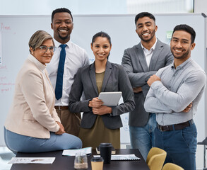 Aufkleber - Teamwork is what allows us to succeed. Portrait of a group of businesspeople working together in an office.