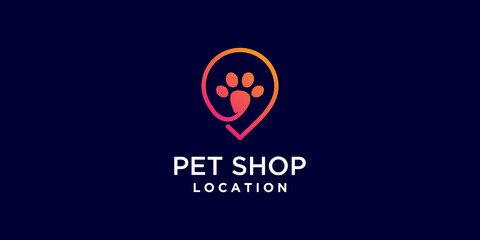 Wall Mural - Pet logo design with love and location concept Premium Vector