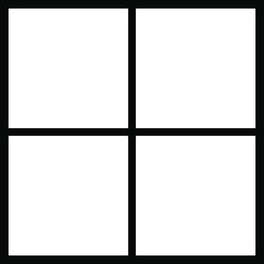 Squares divided in segments from 1 to 12 isolated on white background. Pie or pizza square shapes cut in equal slices in outline style. Simple business char