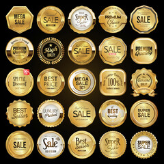 Wall Mural - mega collection of gold badges and labels retro design