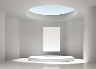 Wall Mural - Mockup frame for art in simple minimal white interior background, 3d render, poster frame