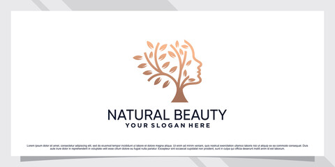 Wall Mural - Natural beauty icon logo for woman with creative element